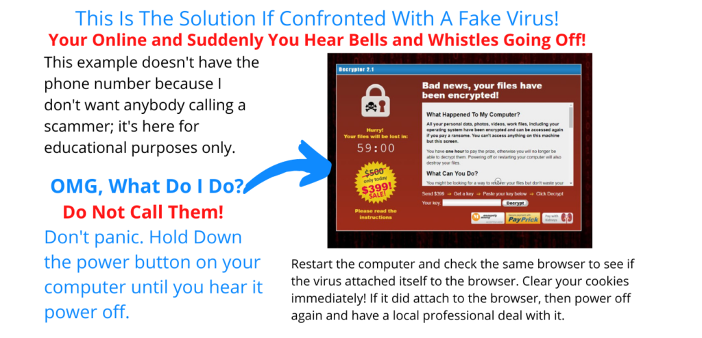 Fake Virus Example and solution if confronted with fake virus